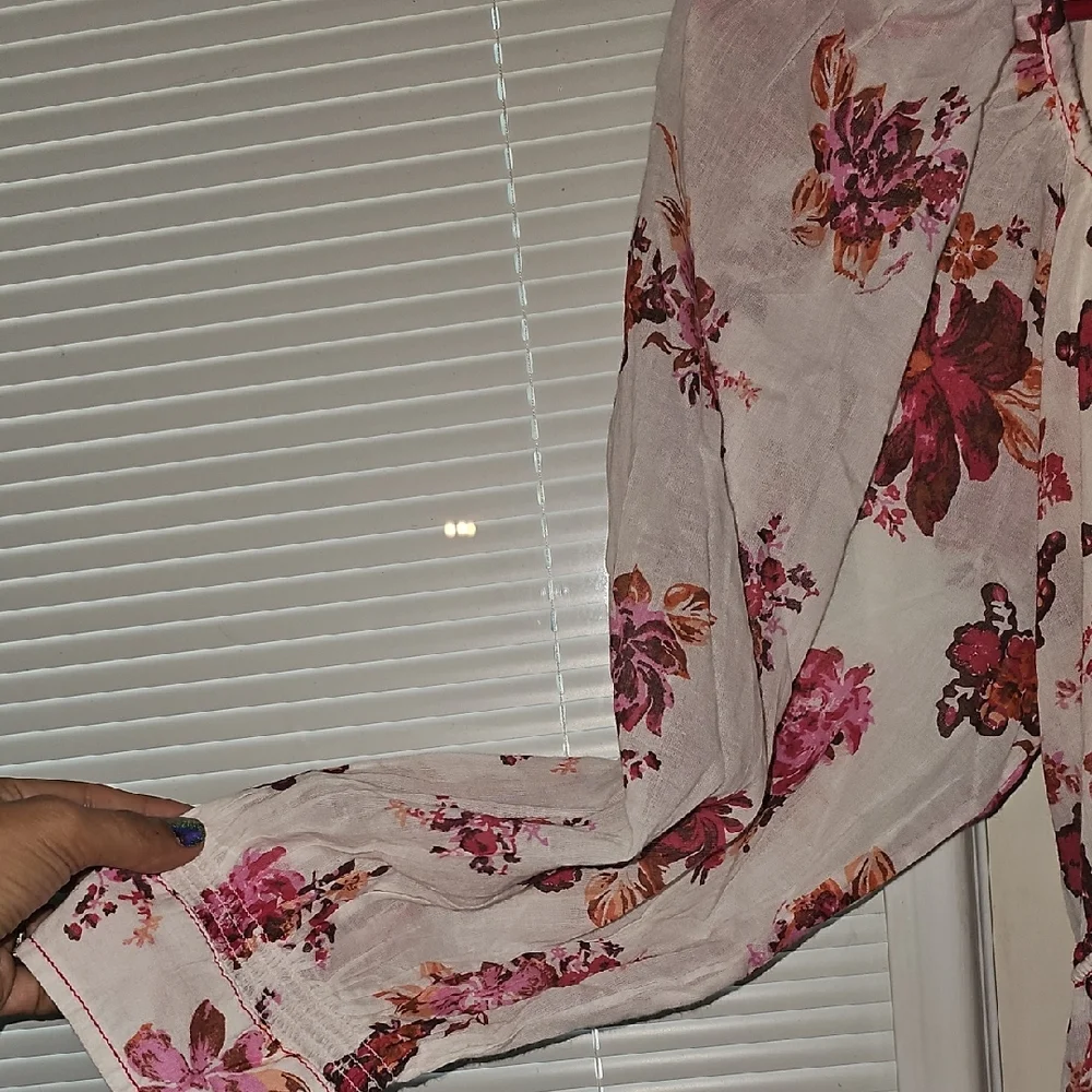 Free People Cream and Burgundy Floral Dress - Picture 6 of 8